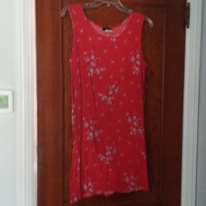 Dress red and blue flower tank dress